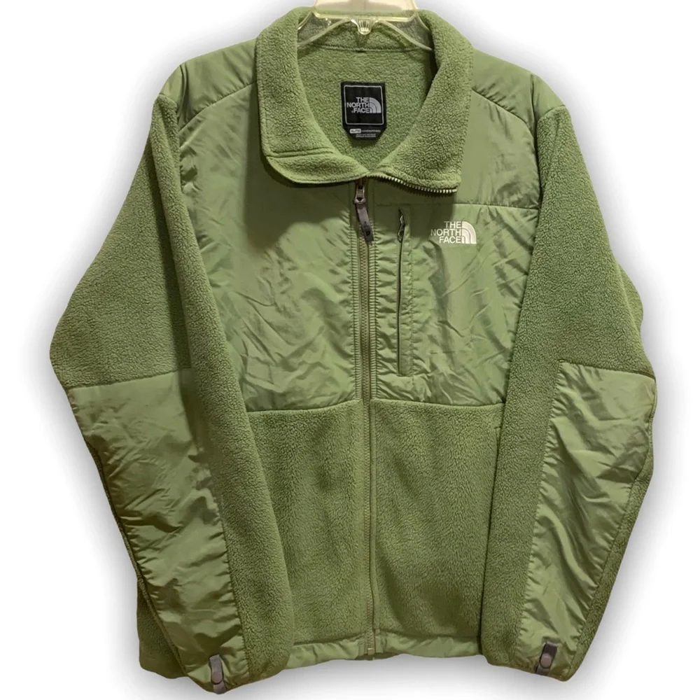 North Face XL Womens Denali Fleece Jacket Full Zip Drawstring Sage Green - Picture 1 of 12